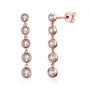 Real Diamond Dangling Stud Earrings Rose Gold